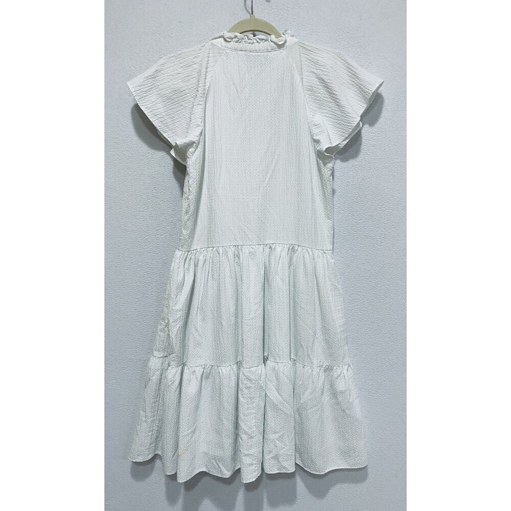 Alex Marie Dress Womens 8 White Vanya Textured Ruffle Hem Flirty Cottagecore - Picture 6 of 8